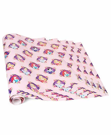 Disney Gift Wrapper Princess Print Pack Of 5 - Pink