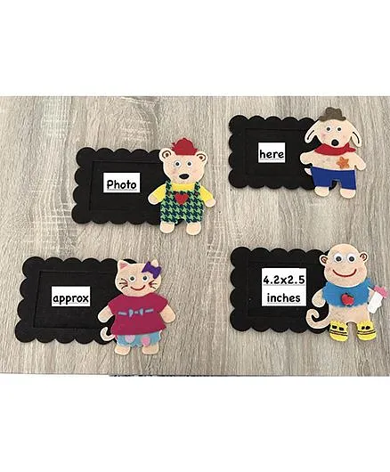 Kalacaree Set Of 4 Lovely Animal Theme Magnetic Photo Frame - Dark Brown