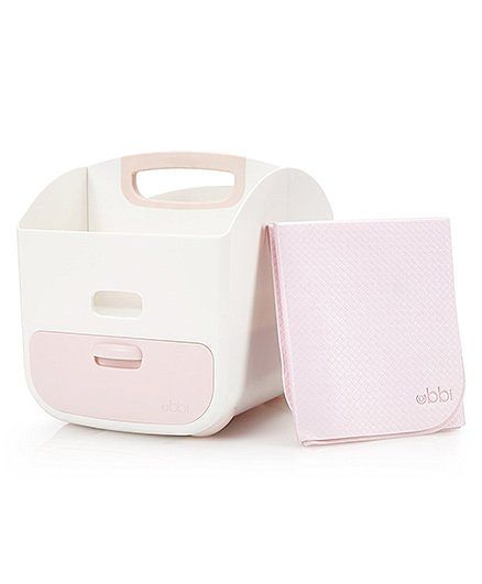 Ubbi Diaper Storage Caddy With Mat - Light Pink