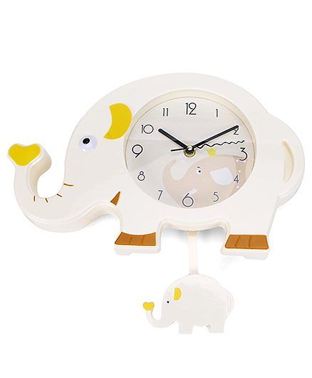 Elephant Shape Clock - Cream