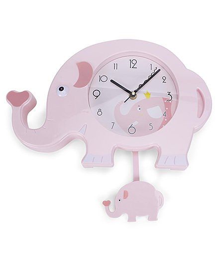 Elephant Shape Clock - Light Pink