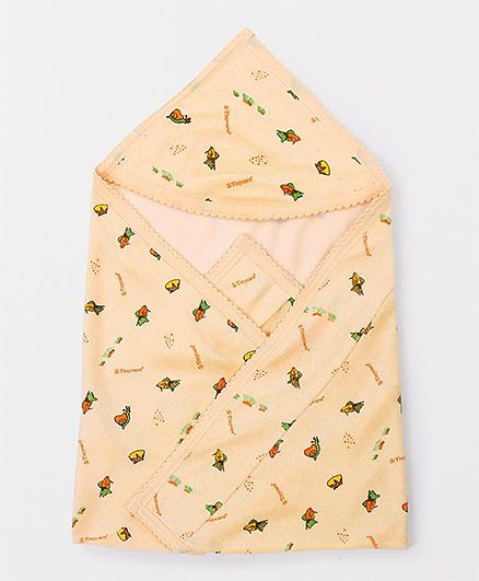 Tinycare Hooded Baby Towel Fish Print - Peach