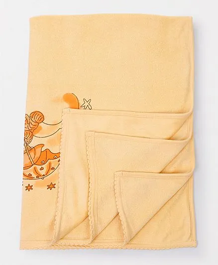 Tinycare Baby Towel Teddy & Star Print - Light Orange