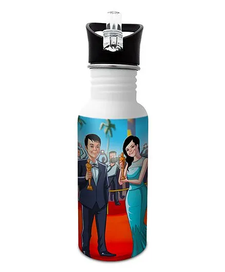 Hot Muggs Stainless Steel Water Bottle Wanna Be An Actor Print Multi Colour - 600 ml