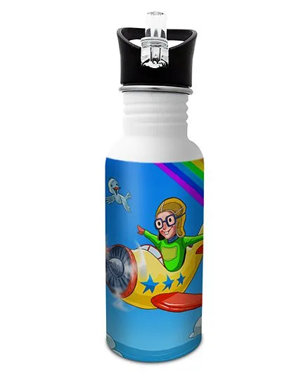 Hot Muggs Stainless Steel Water Bottle Want To Be A Pilot Print Multi Colour - 600 ml