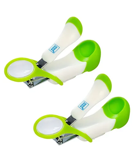 Mee Mee Gentle Nail Clipper With Magnifier - White & Green