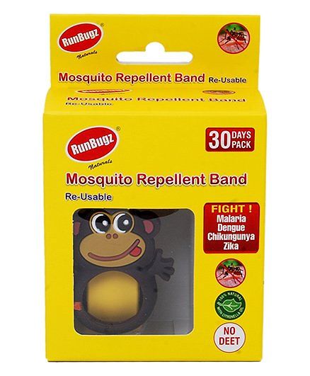 Runbugz Monkey Mosquito Repellent Band Yellow - 1 Month Pack