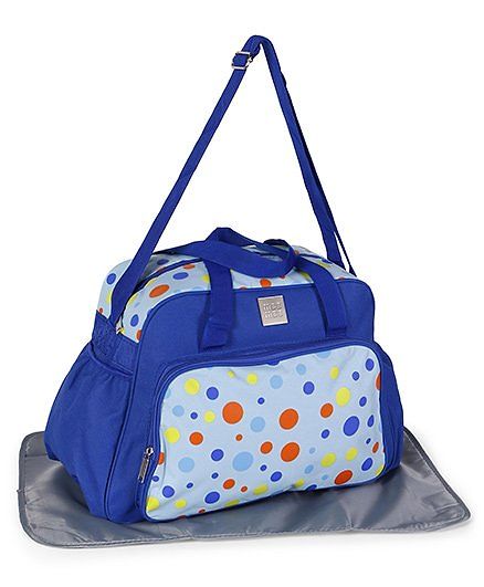 Mee Mee Diaper Bag With Changing Mat Polka Dot Print - Blue