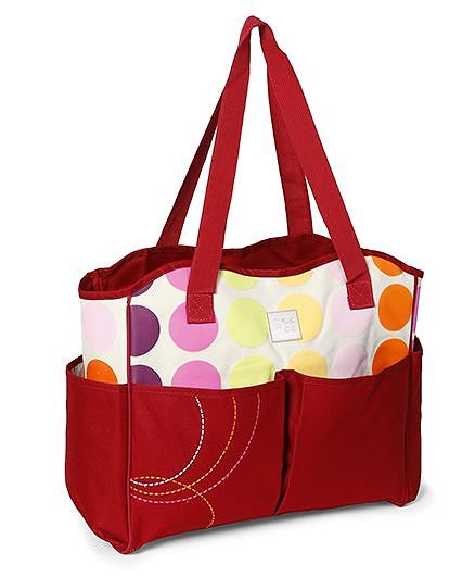 Mee Mee Diaper Bag with Polka Dot Print - Red