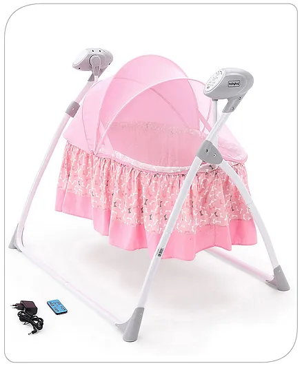 Babyhug Beryl Electronic Auto Swing Cradle With Remote Control - Pink