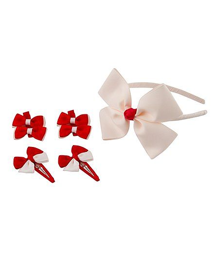 Babies Bloom Hair Accessory Set Pack Of 5 - Red White
