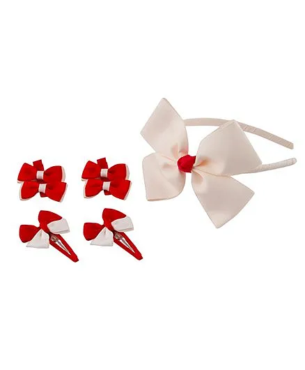 Babies Bloom Hair Accessory Set Pack Of 5 - Red White