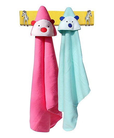 My NewBorn 2 in 1 Baby Fleece Wrapper Cum Blanket Pack of 2 - Dark Pink & Sea Green