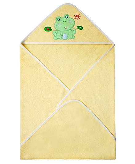 Abracadabra Hooded Towel Frog Embroidery - Yellow