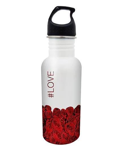 Hot Muggs Stainless Steel Water Bottle Rose Print - 600 ml