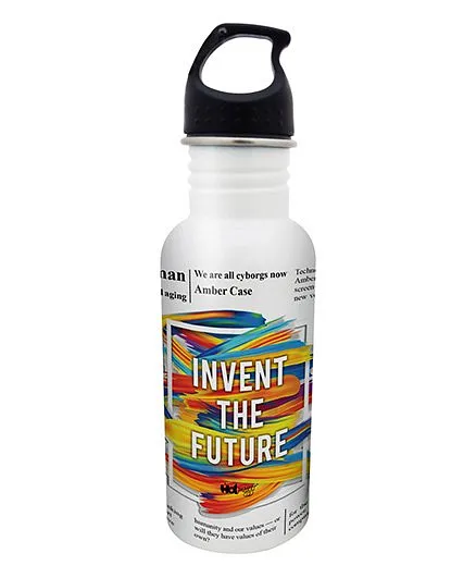 Hot Muggs Stainless Steel Water Bottle Invent The Future Print - 600 ml