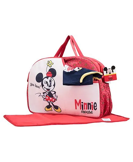 Disney Minnie Mouse Design Diaper Bag With Changing Mat - Red White