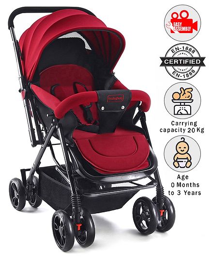 Babyhug Symphony Stroller With Reverisble Handle & Mosquito Net - Mauve