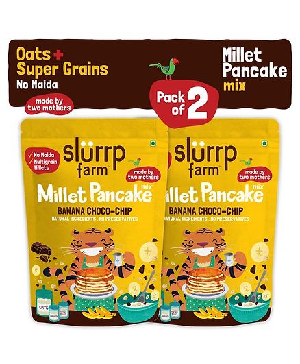 Slurrp Farm Millet Pancake Mix Banana Choco-chip & Supergrains Set of 2 - 150 gms (each)