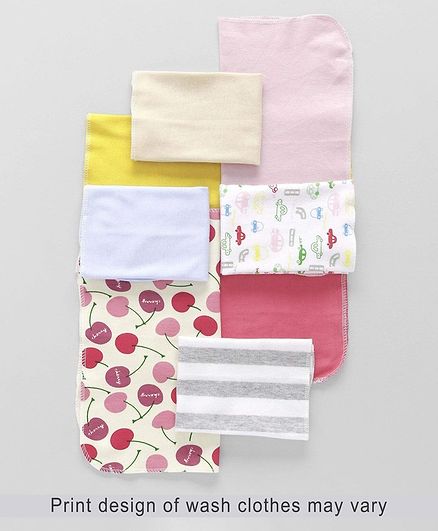 Babyhug Printed Wash Cloths Pack of 8 - Multi Color