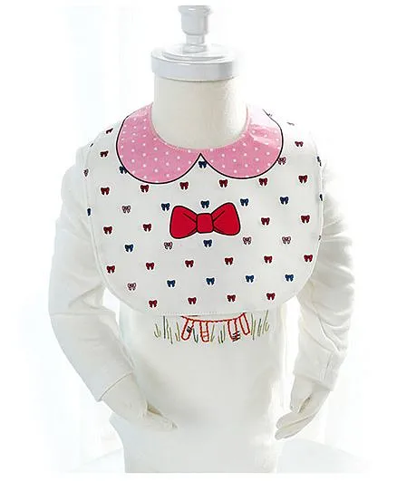 Little Hip Boutique Cute Polka Dot Reversible Bow Bib - Pink