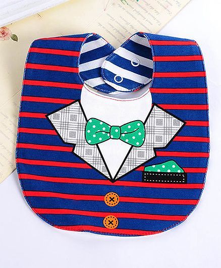 Little Hip Boutique Stripes Reversible Bow Bib - Blue