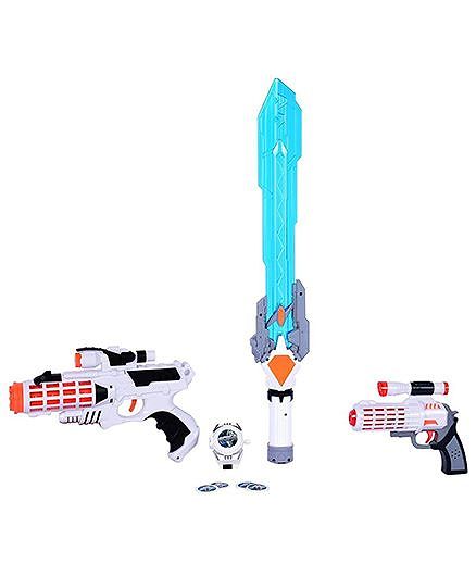 Planet of Toys Space Weapon Set With Light & Sound White Blue - 4 Pieces