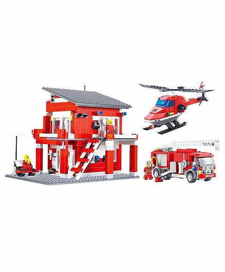 Planet of Toys Fire Rescue Team Building Blocks 558 Pieces - Red