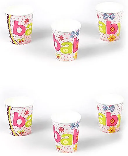 Funcart Butterfly Theme Paper Cups Multi Color Pack of 6 - 266 ml each