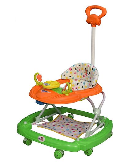 Sunbaby Racer Musical Walker With Push Handle - Orange & Green