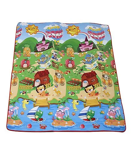 Paramount Anti Skid Double Sided Play Mat House Print - Multicolour