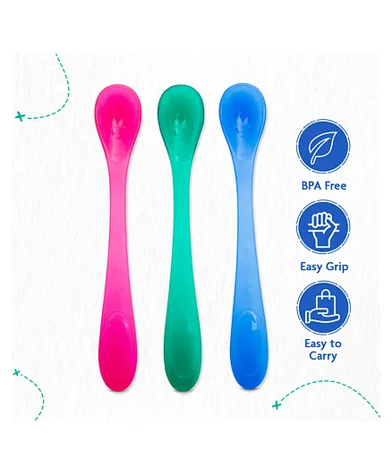 Mee Mee Easy Grip Feeding Spoon Set of 3 - Pink Blue Green