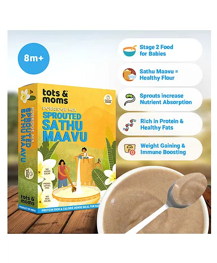 Tots & Moms Foods Sprouted Sathu Mavu Multigrain Health Mix - 200 gms