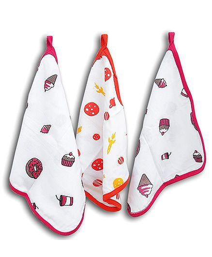 Wonder Wee Cotton Wash Cloth Large Size Food Print - Multicolor