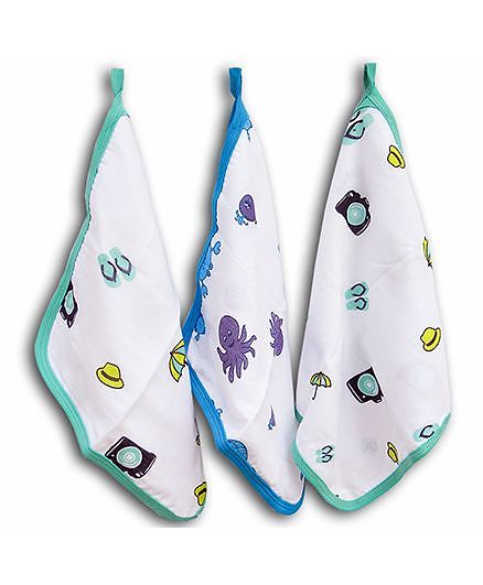 Wonder Wee Cotton Wash Cloth Large Size Octopus Print- Multicolor