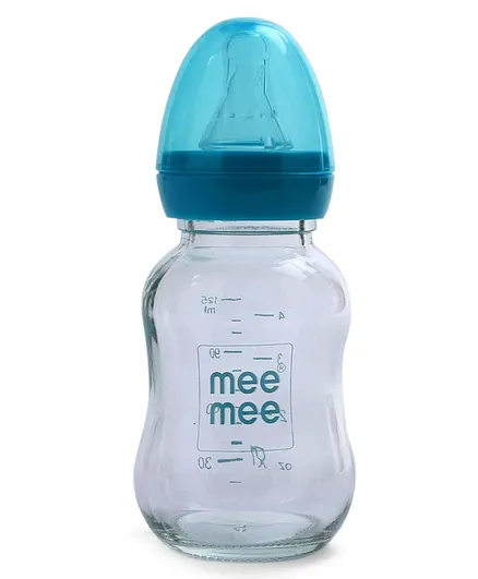 Mee Mee Premium Glass Feeding Bottle Blue - 120 ml