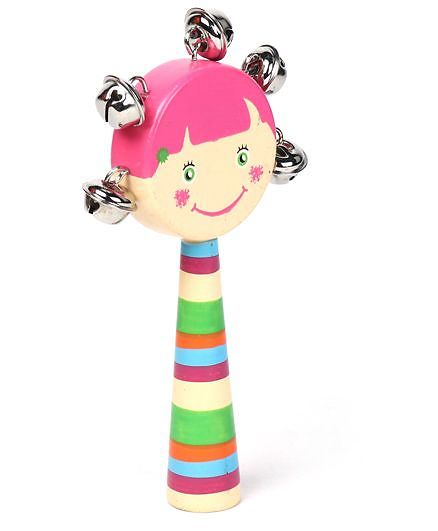 Alpaks Girl Shaped Gungroo Rattle Toy - Pink