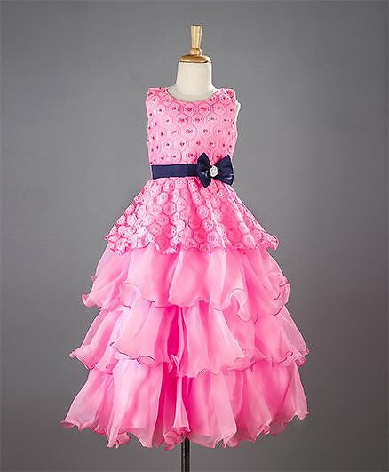 M'PRINCESS Bow Applique Party Wear Gown - Pink