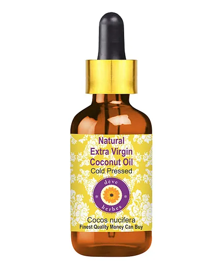 Deve Herbes Natural Extra Virgin Coconut Oil Cocos nucifera Therapeutic Grade Pressed with Glass Dropper - 100 ml