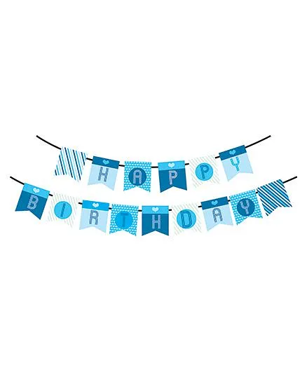 Syga Printed Happy Birthday Banner - Blue