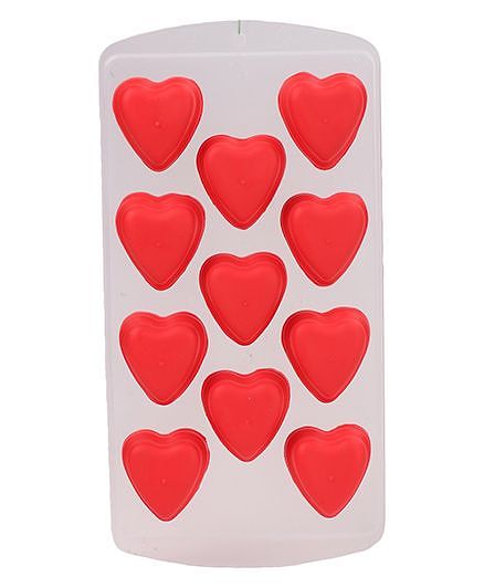 Ice Cube Tray Heart Shape - White Red