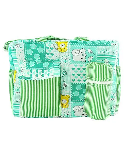 Ole Baby Multi Utility Diaper Bag Heart Print - Green