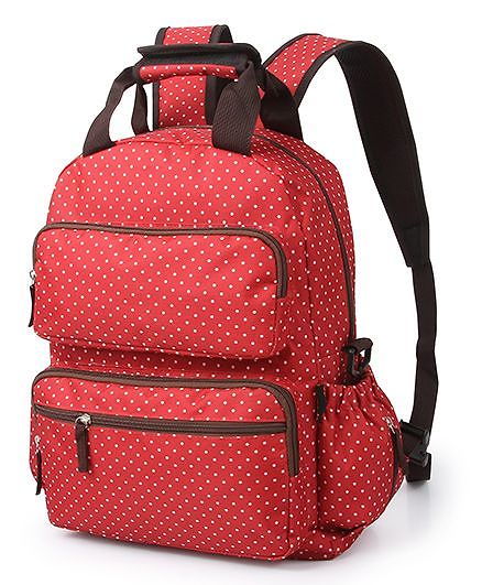 Tbags Backpack Style Diaper Bag Dotted Print Red Online In India T Bags Backpack Style Diaper Bag Dotted Print Red
