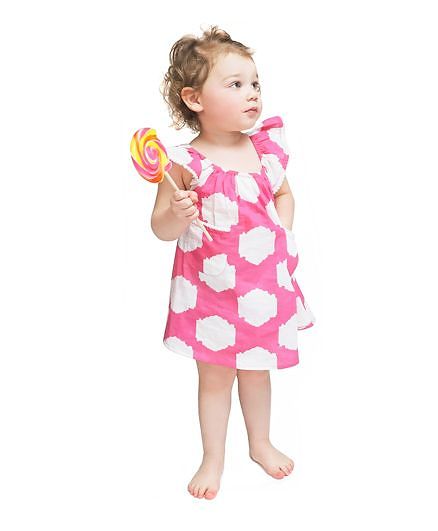Masala Baby Flutter Sleeves Dress - Pink