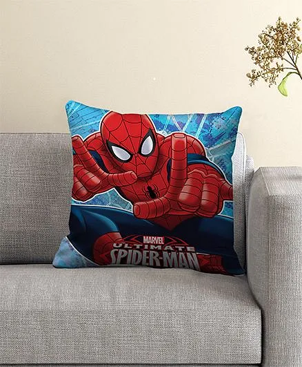 Marvel Spider Man Print Filled Cushion With Cover - Red Blue