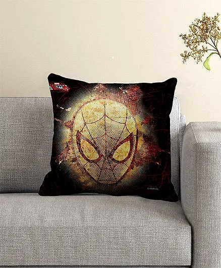 Marvel Spider Man Printed Filled Cushion With Cover - Black