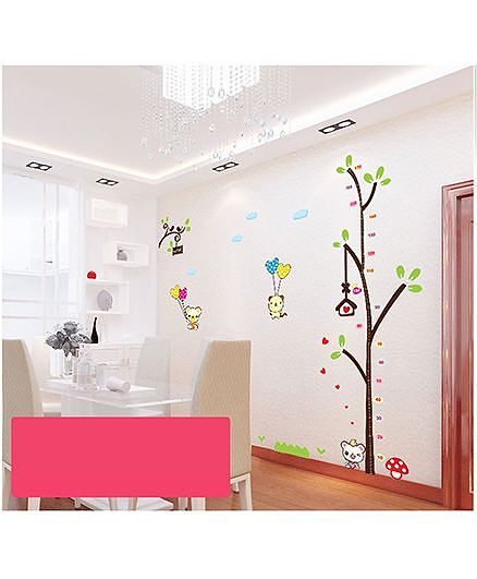 Oren Empower Cartoon & Tree Height Measuring Large Wall Sticker - Multicolour