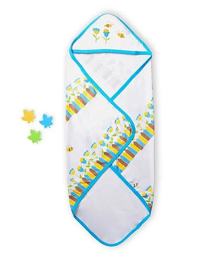Beebop Cotton Receiving Blanket Fence Design - Blue