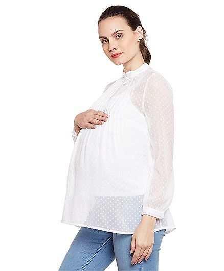 Oxolloxo Maternity Pleated Top - White