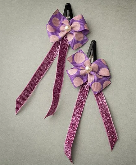 Ribbon Candy Shiny Danglers - Purple & Shimmer Pink